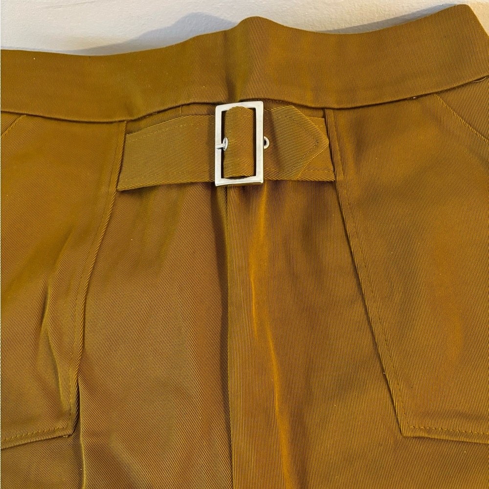 NWT Zara Trafaluc Tan Cropped Wide Leg Pants Red Side Stripe Size S - Picture 5 of 7